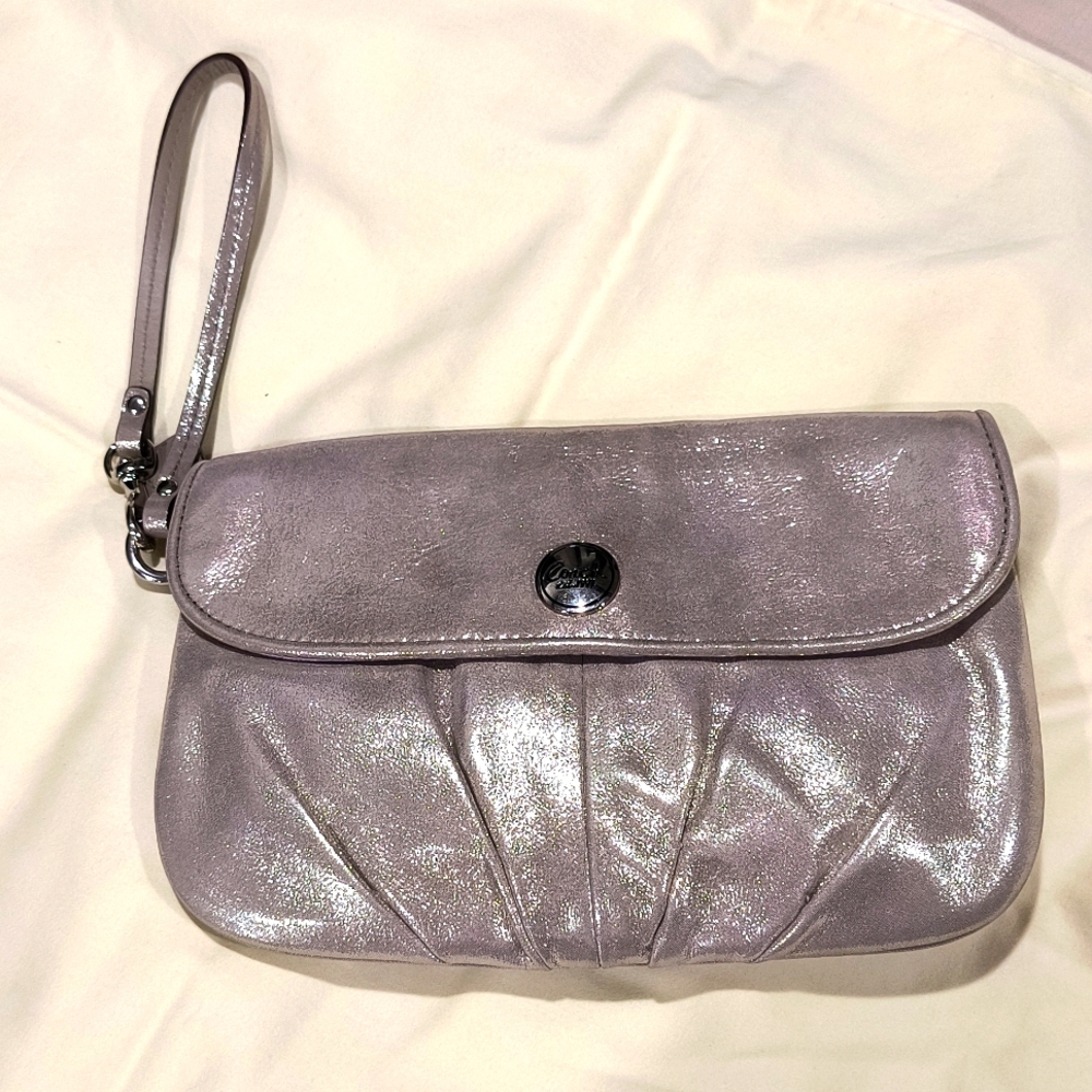 Coach wristlet, metallic, 9" x 6" as pictured.  EUC